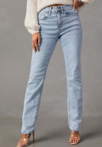 Women High Waist Denim Straight Pants