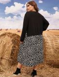 Plus Size Women knitting Patchwork Long Sleeve Loose Dress
