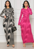 Women Irregular Print Sexy Bodycon Long Sleeve Dress