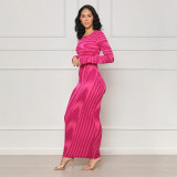 Women Irregular Print Sexy Bodycon Long Sleeve Dress