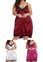 Plus Size Women Satin Suspender Skirt Bra Night dress Sexy Lingerie Plus Size Women Satin Suspender Skirt Bra Night dress Sexy Lingerie