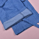 Women Summer Pockets Drawstring Loose Zipper Casual Pants