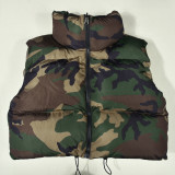 Women Autumn Camouflage Sleeveless Drawstring Style Trendy Padded Vest