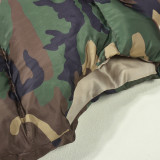 Women Autumn Camouflage Sleeveless Drawstring Style Trendy Padded Vest