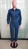 Women Stretch Wash Denim Jumpsuit