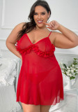 Women Slit See-Through Night dress Sexy Lingerie Set