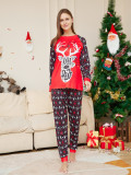 Christmas Cartoon Letter Printed Long Sleeve Round Neck Parent-Child Pajamas Set