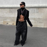 Fall Women's Fashionable Irregular Slim Fit Turndown Collar Jacket