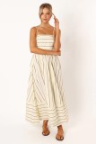 Striped sleeveless straps backless casual dress