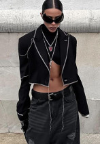 Fall Women's Fashionable Irregular Slim Fit Turndown Collar Jacket