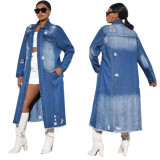 Women's Fashion Ripped Long Sleeve Denim Jacket