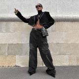 Fall Women's Fashionable Irregular Slim Fit Turndown Collar Jacket