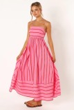 Striped sleeveless straps backless casual dress
