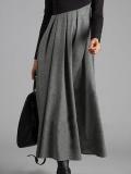 Autumn and Winter Contrast Color V-Neck Long Sleeve Patchwork Swing Dress