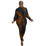 Sexy Striped Printed Drawstring Tight Fitting two piece pants Set
