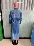 Women's Fashion Ripped Long Sleeve Denim Jacket