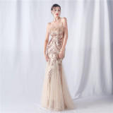 feather sequins mesh patchwork Strapless wedding party dress