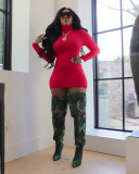 Women's Solid Color Long Sleeve Tight Fitting Dress