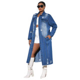 Women's Fashion Ripped Long Sleeve Denim Jacket