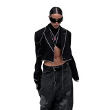 Fall Women's Fashionable Irregular Slim Fit Turndown Collar Jacket