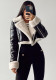 Autumn and winter streetwear Fleece Patchwork long sleeve short jacket