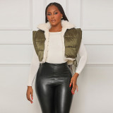 Autumn and winter solid color double-sided zipper Fleece cotton Padded vest