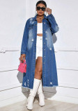 Women's Fashion Ripped Long Sleeve Denim Jacket