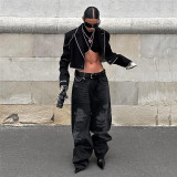 Fall Women's Fashionable Irregular Slim Fit Turndown Collar Jacket