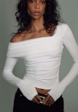 Fashionable and sexy off-the-shoulder long-sleeved T-shirt