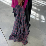 Autumn retro style Turndown Collar loose shirt plaid long-sleeved women's blouse