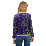 Women Long Sleeve Sequined Fashion Trendy Baseball Jacket