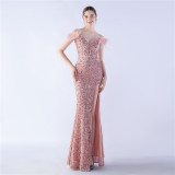 Plus Size Women Sequins Formal Party Maxi Evening Drees
