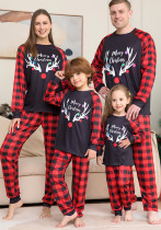 Christmas Family Wear Antler Print Plaid Long Sleeve Pajama Two-piece Set Christmas Family Wear Antler Print Plaid Long Sleeve Pajama Two-piece Set