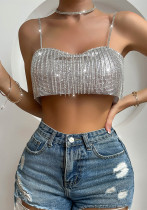 Women Sexy Camisole Tassel Chain Halter Neck Backless Top