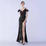 Plus Size Women Sequins Formal Party Maxi Evening Drees