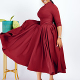 Women's Fashion Chic Pleated African Plus Size Swing Dress