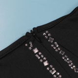 Women Sexy Beaded Stretch Long Sleeve Jumpsuit