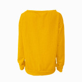 Love Letter Printed Long Sleeve T-Shirt Sexy Off-Shoulder Women's Top