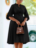 Women's Autumn And Winter Fashion Chic Plus Size Pleated A-Line African Dress