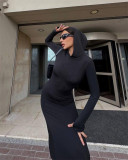 Women fall knitting hooded Bodycon dress