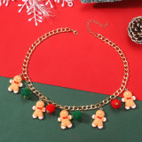 Christmas Cute Cartoon Santa Man Christmas Tree Bell Necklace Women's Accessories