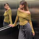 Women's Autumn Off Shoulder Long Sleeve Knitting Top