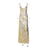 Women's Winter Fashion Sexy Low Back Shiny Strap Dress