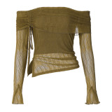Women's Autumn Off Shoulder Long Sleeve Knitting Top