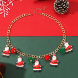 Christmas Cute Cartoon Santa Man Christmas Tree Bell Necklace Women's Accessories