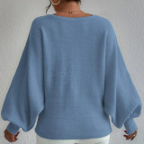 Lantern Sleeve Loose Pullover Knitting Sweater For Women