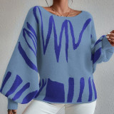 Lantern Sleeve Loose Pullover Knitting Sweater For Women