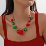 Christmas Cute Cartoon Santa Man Christmas Tree Bell Necklace Women's Accessories