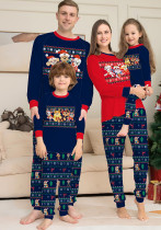 Round Neck Long-Sleeved Cartoon Print Christmas Parent-Child Set Cute Home Wear Pajamas