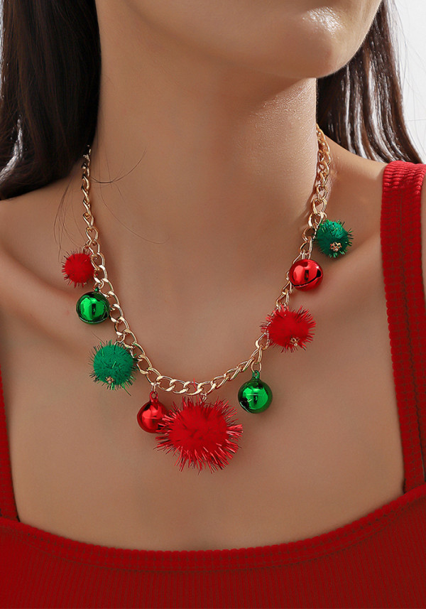 Christmas Cute Cartoon Santa Man Christmas Tree Bell Necklace Women's Accessories
